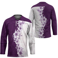 Hawaii Hibiscus Flowers Hockey Jersey Purple Polynesian Pattern