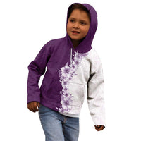 Hawaii Hibiscus Flowers Kid Hoodie Purple Polynesian Pattern