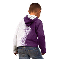 Hawaii Hibiscus Flowers Kid Hoodie Purple Polynesian Pattern