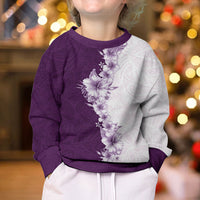 Hawaii Hibiscus Flowers Kid Ugly Christmas Sweater Purple Polynesian Pattern LT05 - Polynesian Pride