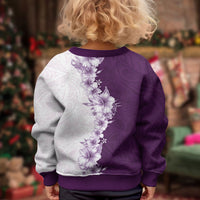 Hawaii Hibiscus Flowers Kid Ugly Christmas Sweater Purple Polynesian Pattern LT05 - Polynesian Pride