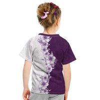Hawaii Hibiscus Flowers Kid T Shirt Purple Polynesian Pattern
