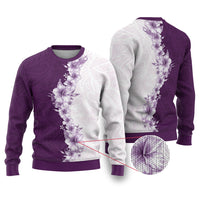 Hawaii Hibiscus Flowers Ugly Christmas Sweater Purple Polynesian Pattern LT05 Purple - Polynesian Pride