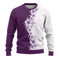 Hawaii Hibiscus Flowers Ugly Christmas Sweater Purple Polynesian Pattern LT05 - Polynesian Pride