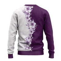 Hawaii Hibiscus Flowers Ugly Christmas Sweater Purple Polynesian Pattern LT05 - Polynesian Pride