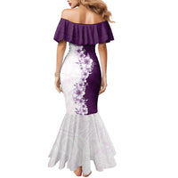 Hawaii Hibiscus Flowers Mermaid Dress Purple Polynesian Pattern