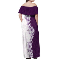 Hawaii Hibiscus Flowers Off Shoulder Maxi Dress Purple Polynesian Pattern