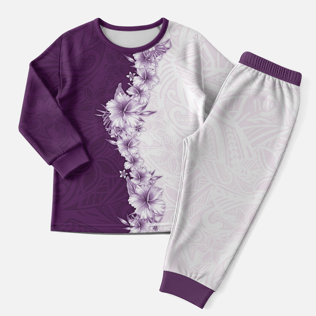 Hawaii Hibiscus Flowers Christmas Pajama Set Purple Polynesian Pattern LT05 Men Purple - Polynesian Pride