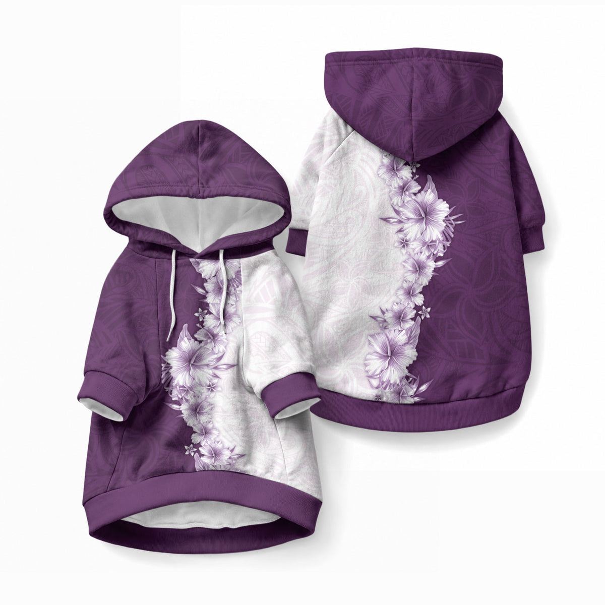 Hawaii Hibiscus Flowers Pet Hoodie Purple Polynesian Pattern LT05 Pullover Purple - Polynesian Pride