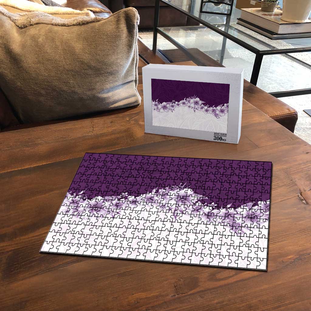 Hawaii Hibiscus Flowers Puzzle Purple Polynesian Pattern