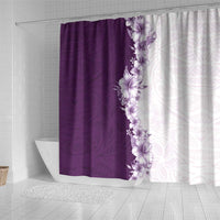 Hawaii Hibiscus Flowers Shower Curtain Purple Polynesian Pattern