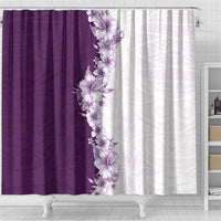 Hawaii Hibiscus Flowers Shower Curtain Purple Polynesian Pattern