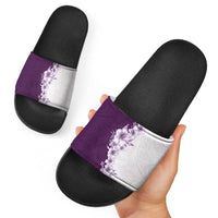 Hawaii Hibiscus Flowers Slide Sandals Purple Polynesian Pattern
