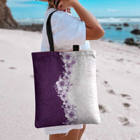 Hawaii Hibiscus Flowers Tote Bag Purple Polynesian Pattern