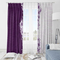 Hawaii Hibiscus Flowers Window Curtain Purple Polynesian Pattern