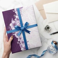 Hawaii Hibiscus Flowers Wrapping Paper Purple Polynesian Pattern