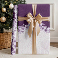 Hawaii Hibiscus Flowers Wrapping Paper Purple Polynesian Pattern