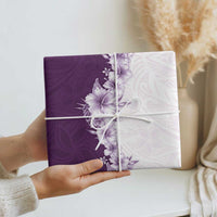 Hawaii Hibiscus Flowers Wrapping Paper Purple Polynesian Pattern