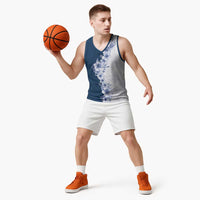Hawaii Hibiscus Flowers Basketball Jersey Blue Polynesian Pattern