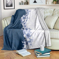 Hawaii Hibiscus Flowers Blanket Blue Polynesian Pattern