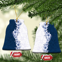 Hawaii Hibiscus Flowers Ceramic Ornament Blue Polynesian Pattern LT05 Bell Flake Blue - Polynesian Pride