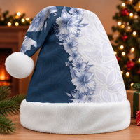 Hawaii Hibiscus Flowers Christmas Santa Hat Blue Polynesian Pattern LT05 Without Fur Blue - Polynesian Pride