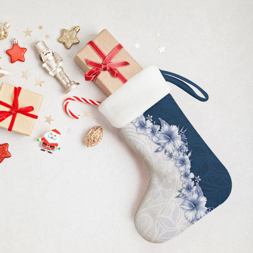 Hawaii Hibiscus Flowers Christmas Stocking Blue Polynesian Pattern LT05 - Polynesian Pride