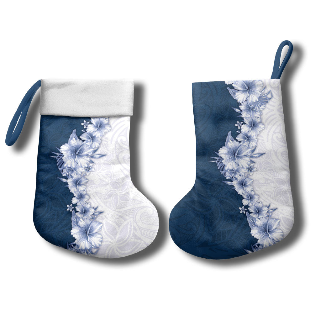Hawaii Hibiscus Flowers Christmas Stocking Blue Polynesian Pattern LT05 - Polynesian Pride