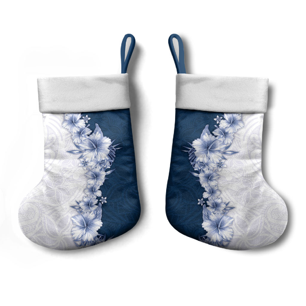 Hawaii Hibiscus Flowers Christmas Stocking Blue Polynesian Pattern LT05 - Polynesian Pride