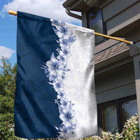Hawaii Hibiscus Flowers Garden Flag Blue Polynesian Pattern