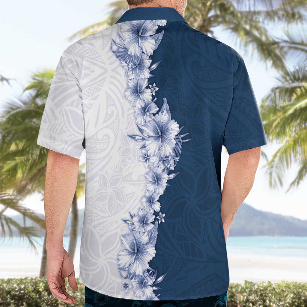 Hawaii Hibiscus Flowers Hawaiian Shirt Blue Polynesian Pattern