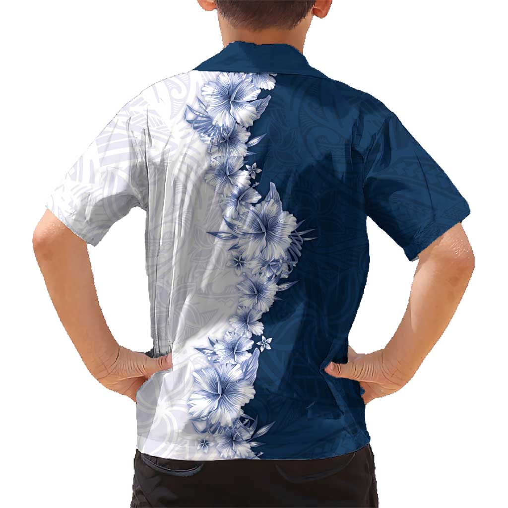 Hawaii Hibiscus Flowers Hawaiian Shirt Blue Polynesian Pattern