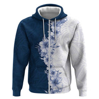 Hawaii Hibiscus Flowers Hoodie Blue Polynesian Pattern