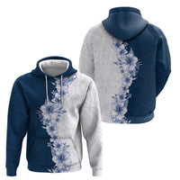 Hawaii Hibiscus Flowers Hoodie Blue Polynesian Pattern