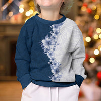 Hawaii Hibiscus Flowers Kid Ugly Christmas Sweater Blue Polynesian Pattern LT05 - Polynesian Pride