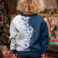 Hawaii Hibiscus Flowers Kid Ugly Christmas Sweater Blue Polynesian Pattern LT05 - Polynesian Pride