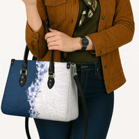 Hawaii Hibiscus Flowers Leather Bag Blue Polynesian Pattern