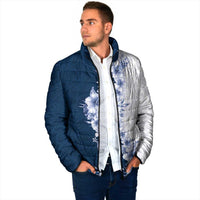 Hawaii Hibiscus Flowers Padded Jacket Blue Polynesian Pattern