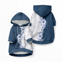 Hawaii Hibiscus Flowers Pet Hoodie Blue Polynesian Pattern