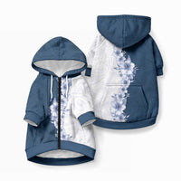 Hawaii Hibiscus Flowers Pet Hoodie Blue Polynesian Pattern