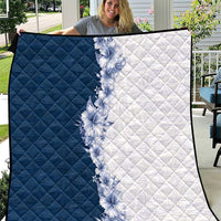 Hawaii Hibiscus Flowers Quilt Blue Polynesian Pattern