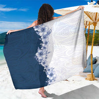 Hawaii Hibiscus Flowers Sarong Blue Polynesian Pattern