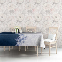 Hawaii Hibiscus Flowers Tablecloth Blue Polynesian Pattern