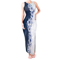 Hawaii Hibiscus Flowers Tank Maxi Dress Blue Polynesian Pattern