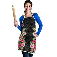 Hawaii Tropical Flowers Apron Black Polynesian Tattoo Art