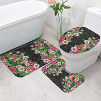 Hawaii Tropical Flowers Bathroom Set Black Polynesian Tattoo Art