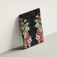 Hawaii Tropical Flowers Canvas Wall Art Black Polynesian Tattoo Art