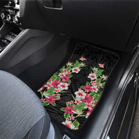 Hawaii Tropical Flowers Car Mats Black Polynesian Tattoo Art
