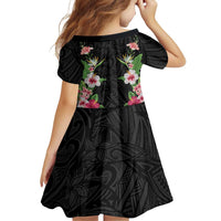 Hawaii Tropical Flowers Family Matching Summer Maxi Dress and Hawaiian Shirt Black Polynesian Tattoo Art LT05 - Polynesian Pride