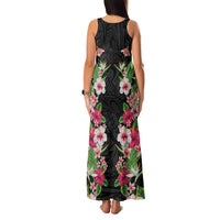 Hawaii Tropical Flowers Family Matching Tank Maxi Dress and Hawaiian Shirt Black Polynesian Tattoo Art LT05 - Polynesian Pride